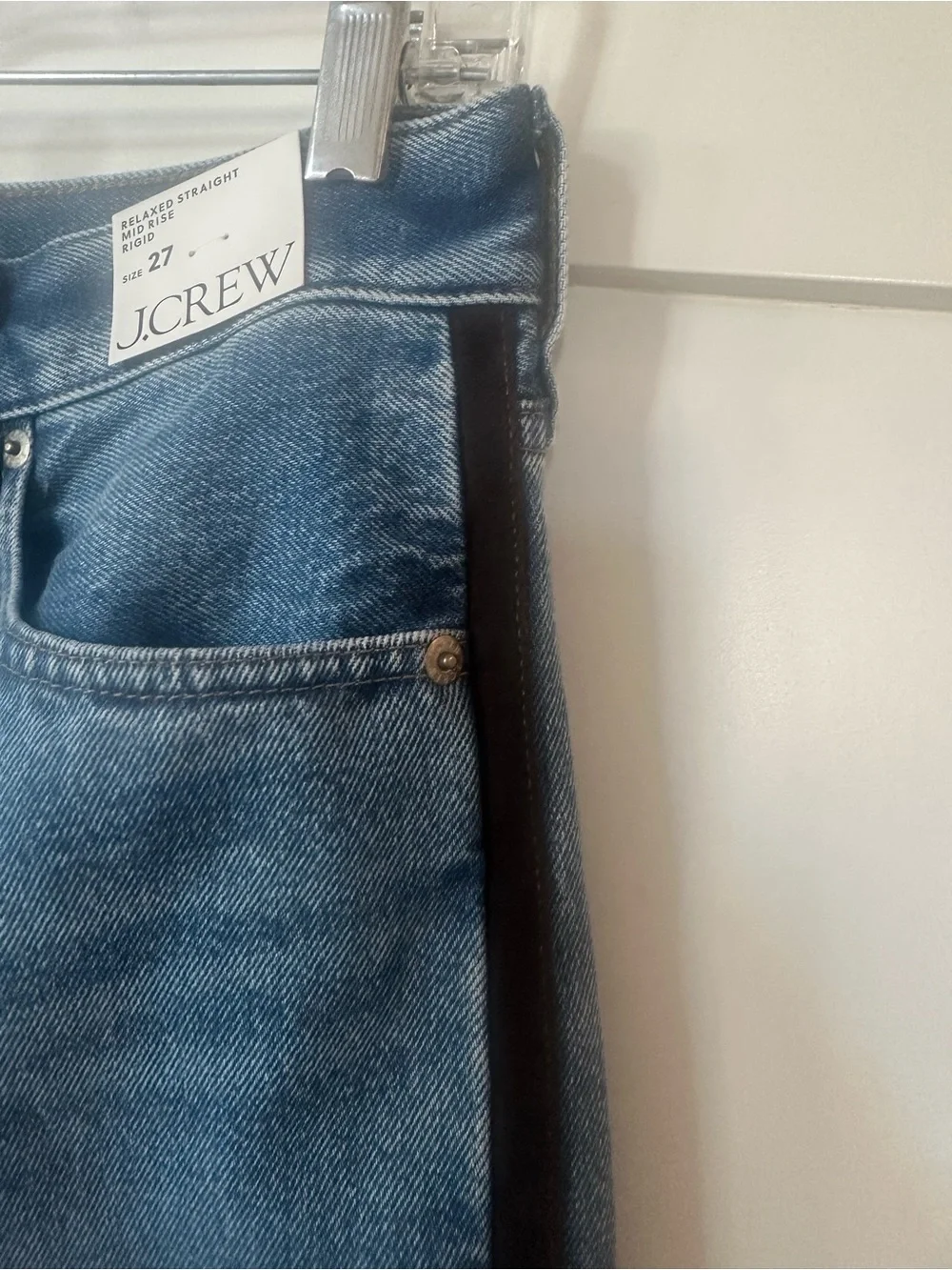 J. Crew Medium Blue Denim Bootcut Jeans with Black Side Stripes